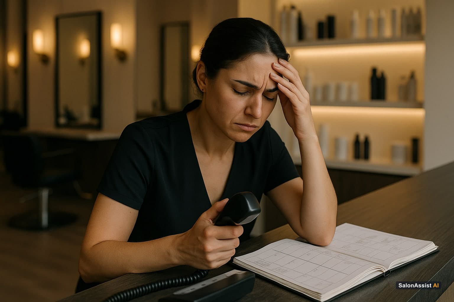 Salon owner stressed by missed calls and booking issues