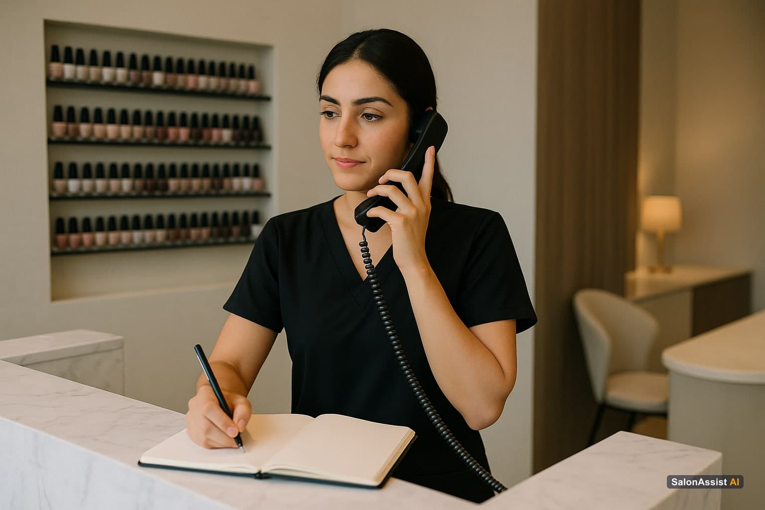 AI voice assistant handling nail salon booking call