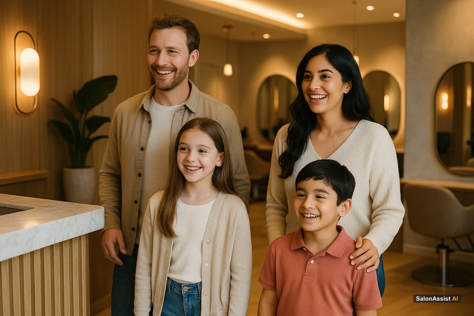 Family clients arriving together for a salon appointment