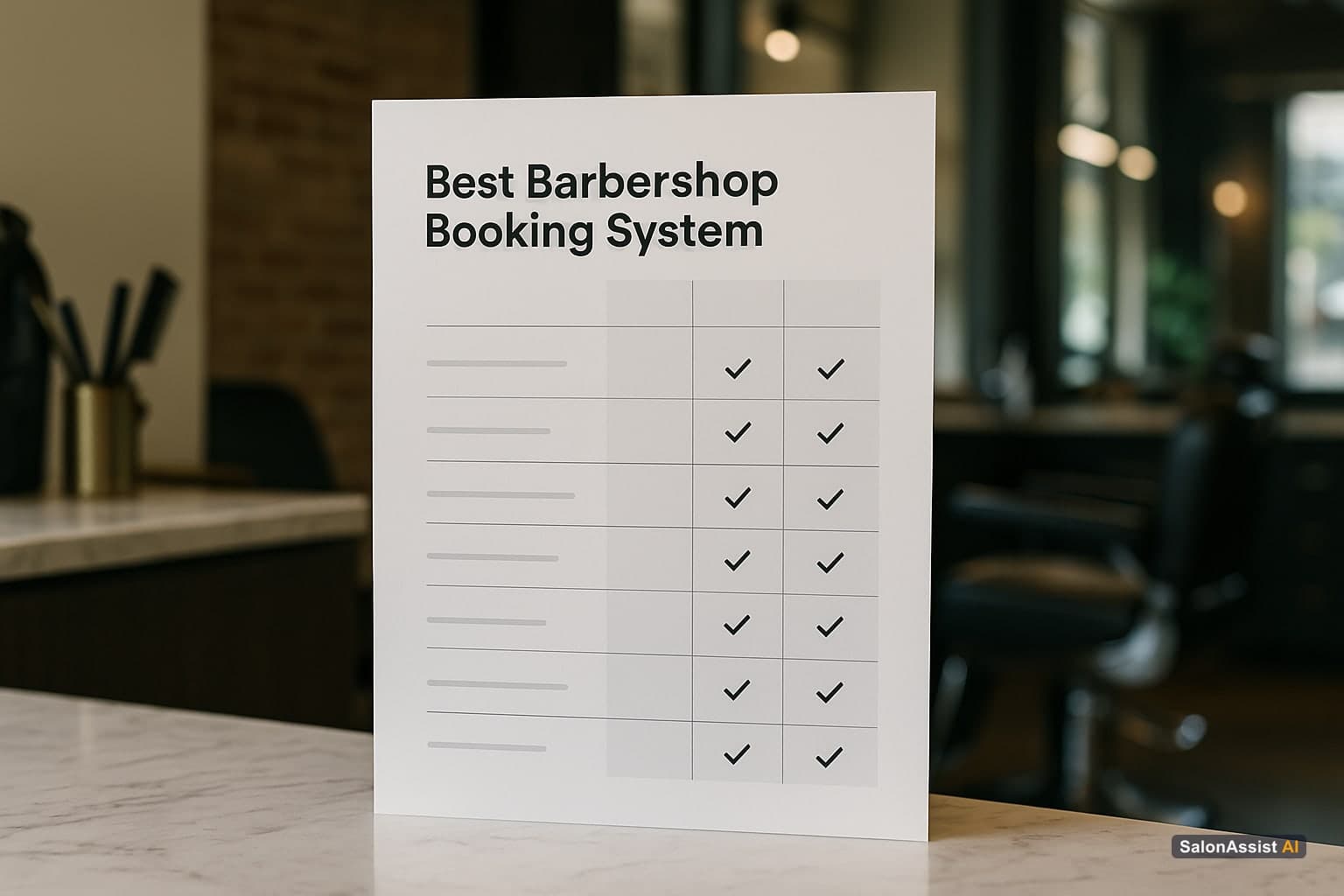 Feature comparison chart for barbershop booking systems