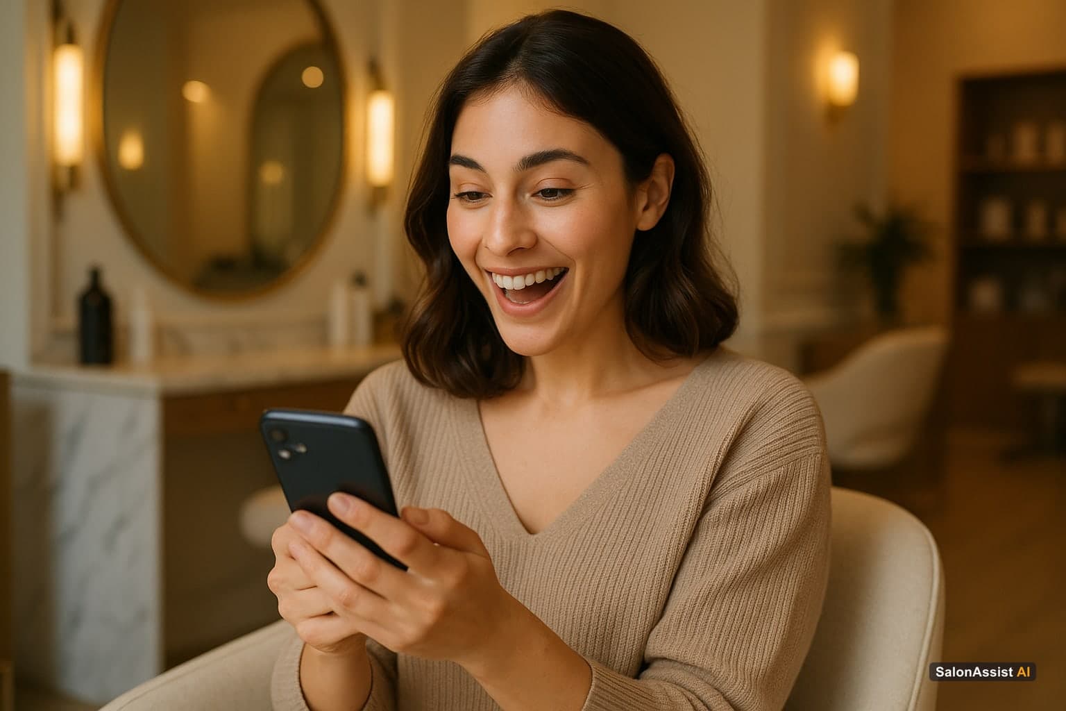 Client receiving loyalty rewards notification on smartphone