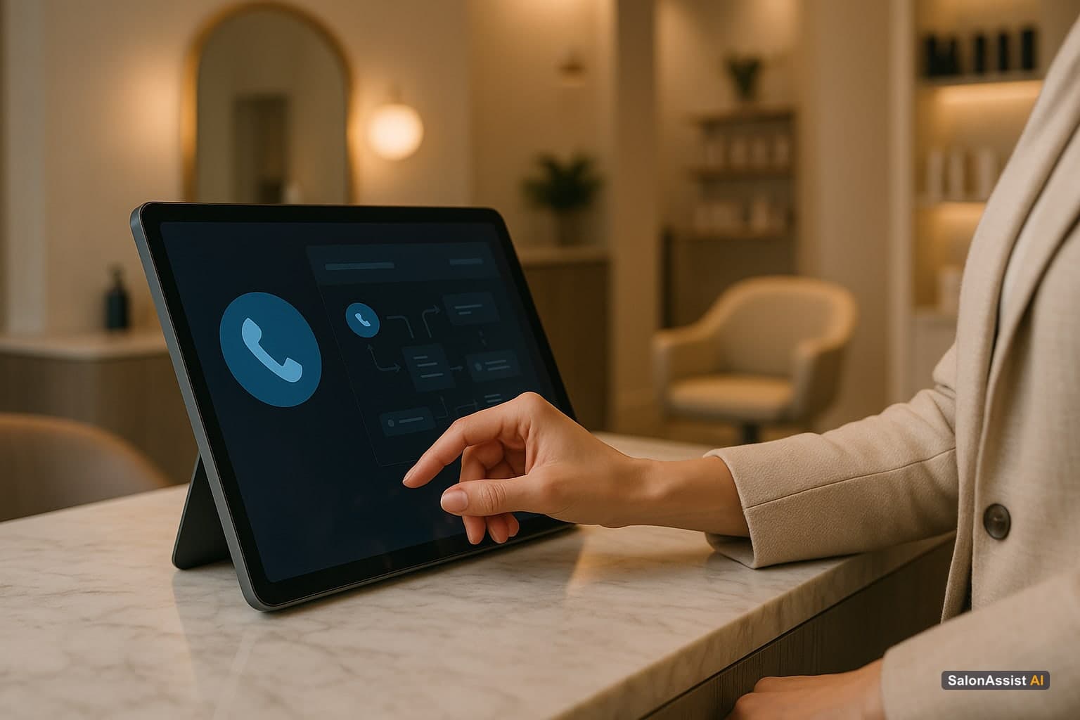 SalonAssist AI voice receptionist dashboard managing calls and bookings