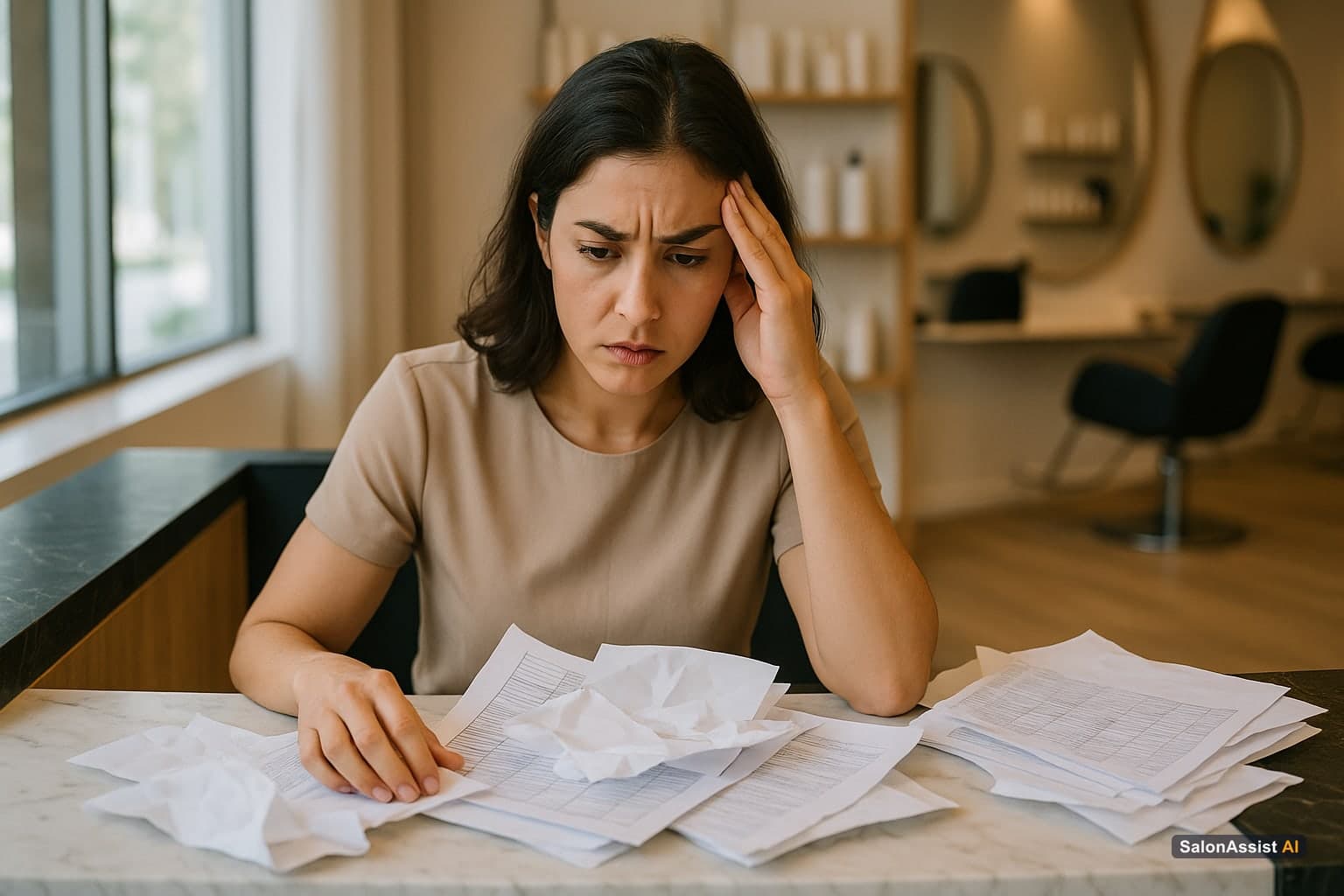 Salon receptionist overwhelmed with manual membership billing paperwork