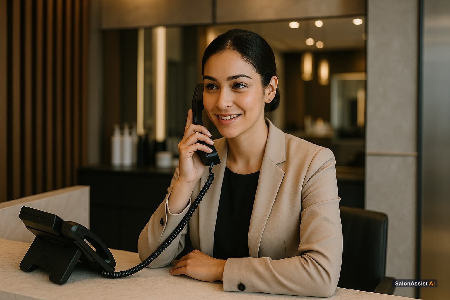 AI voice receptionist handling a salon booking call