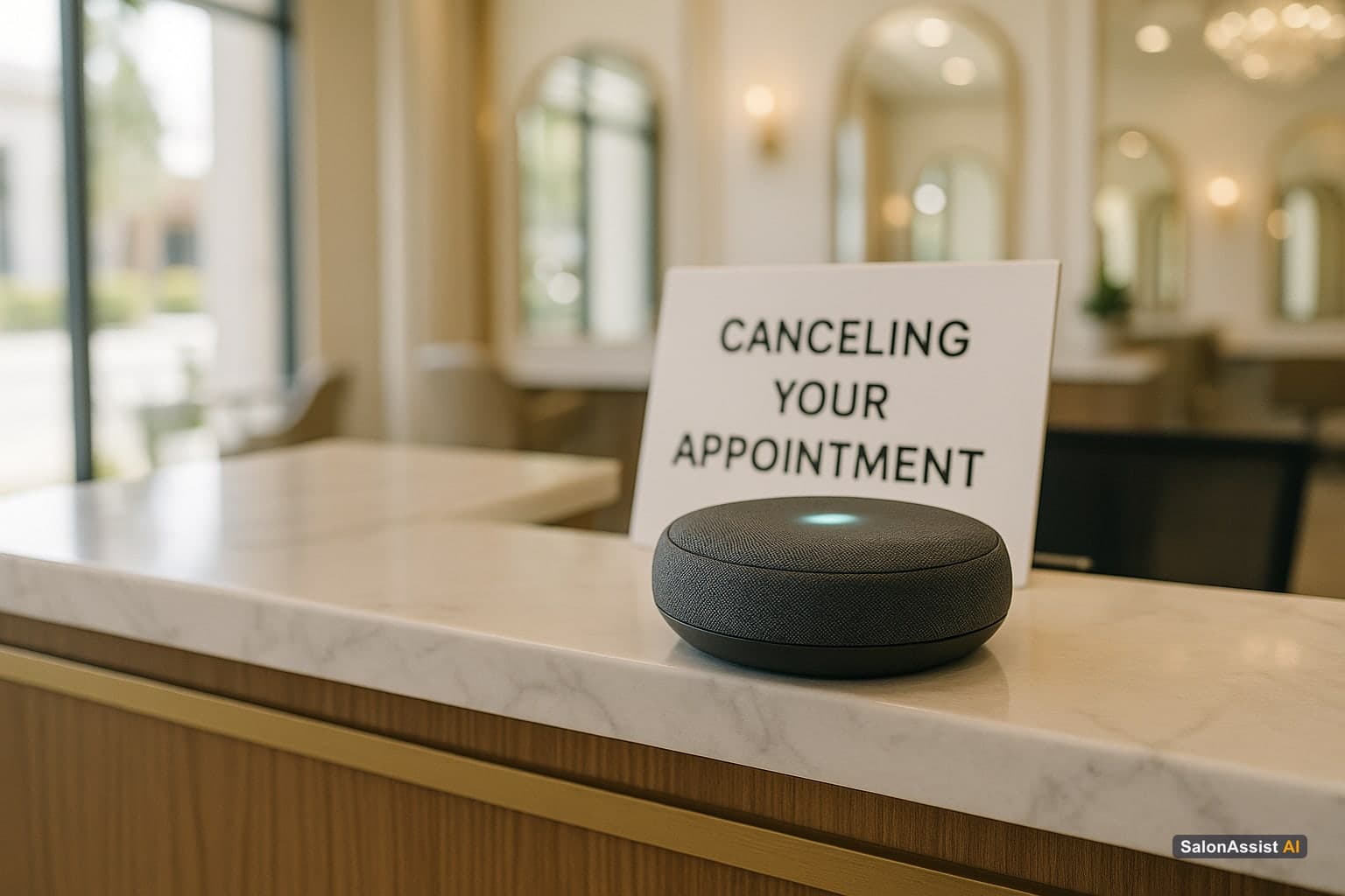 AI voice receptionist confirming a salon appointment cancellation